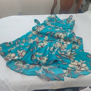 Band Of The Free Dress in Blue  and Cream. Flowy And Fun .Elastic In The Back.